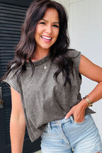 Medium Grey Mineral Wash Boxy Fit Cotton Tank Top