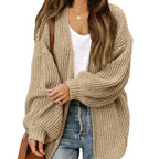 Lantern Sleeve Jacket Coarse Wool Knit Cardigan