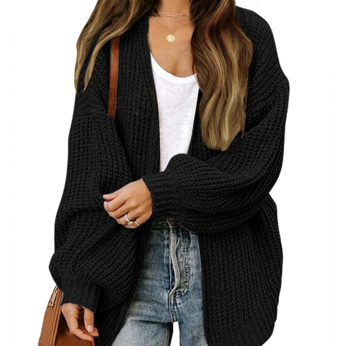 Lantern Sleeve Jacket Coarse Wool Knit Cardigan