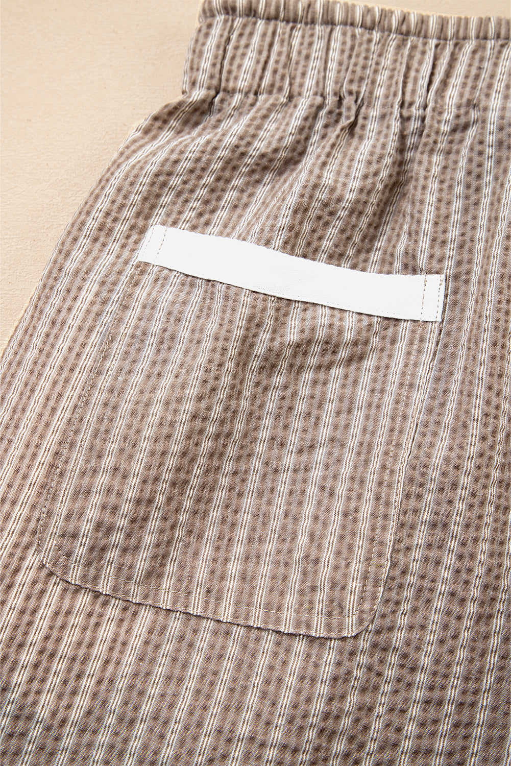 Brown Striped Pocket Knot Detail Lantern Pants
