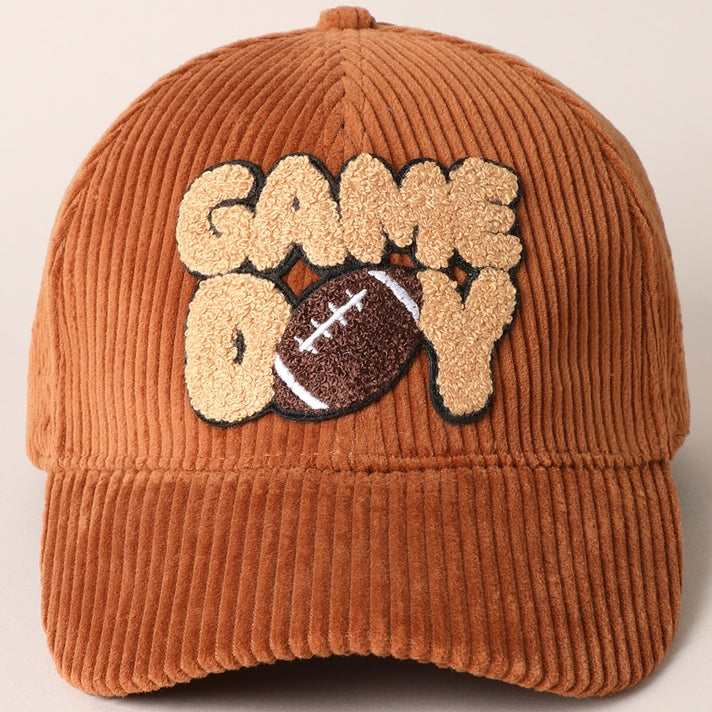 Football Game Day Patch Corduroy Cap