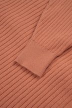 Apricot Pink Rib Knit Button Front Dolman Sleeve Cardigan