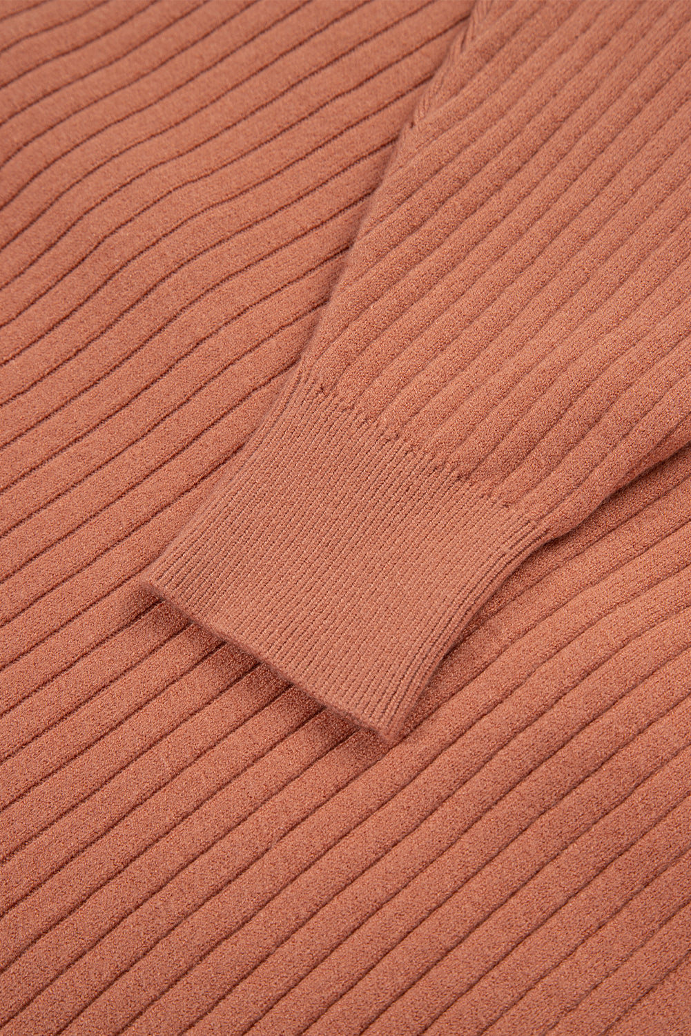 Apricot Pink Rib Knit Button Front Dolman Sleeve Cardigan