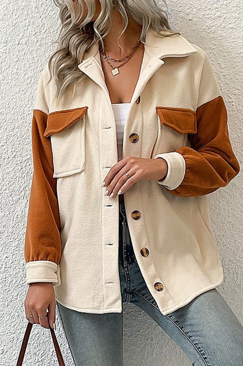 Button Down Lapel Jacket with Pockets