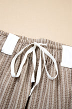 Brown Striped Pocket Knot Detail Lantern Pants