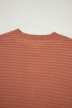 Apricot Pink Rib Knit Button Front Dolman Sleeve Cardigan