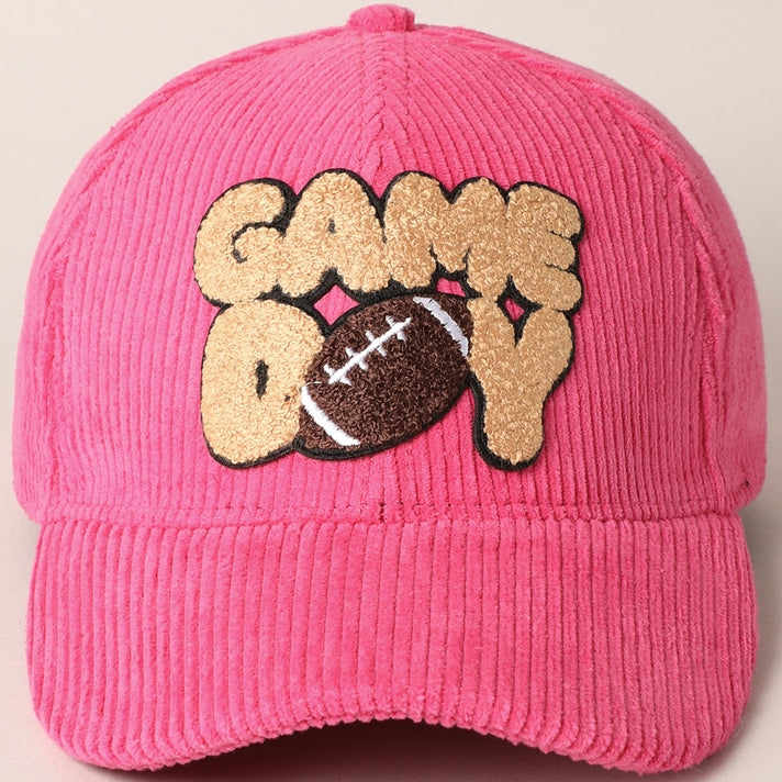 Football Game Day Patch Corduroy Cap