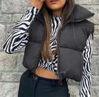 Zipper Stand-Up Collar Outerwear Vest Jacket