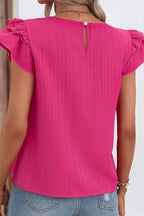 Women Petal Sleeve Rose Shirt