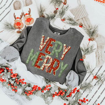 Very Merry Christmas Patchwork Pepper Crewneck
