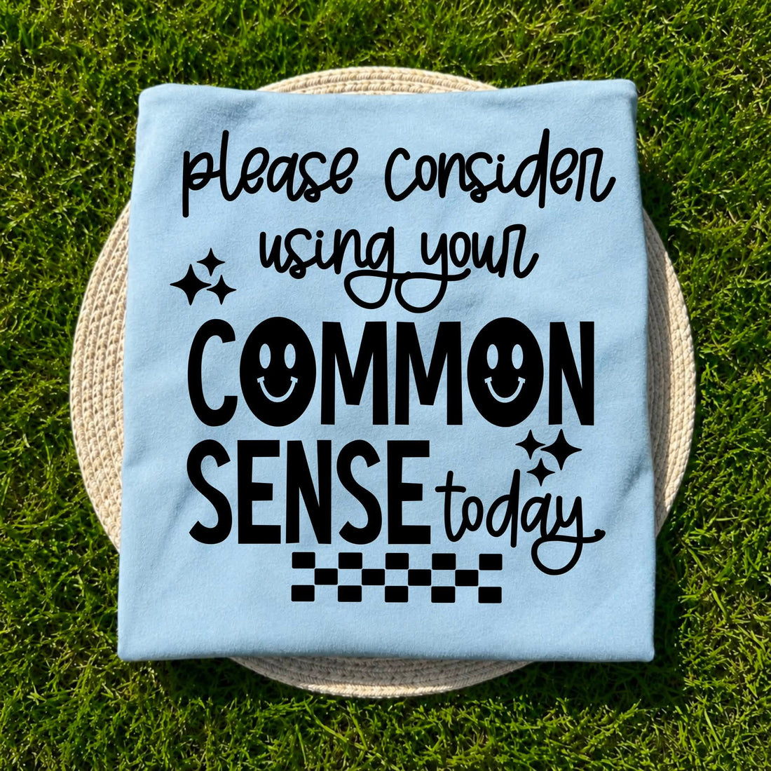Please Consider Using Your Common Sense Light Blue Comfort Colors Tee