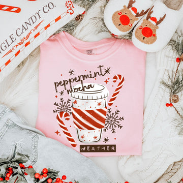 Peppermint Mocha Weather Pink Comfort Colors Tee