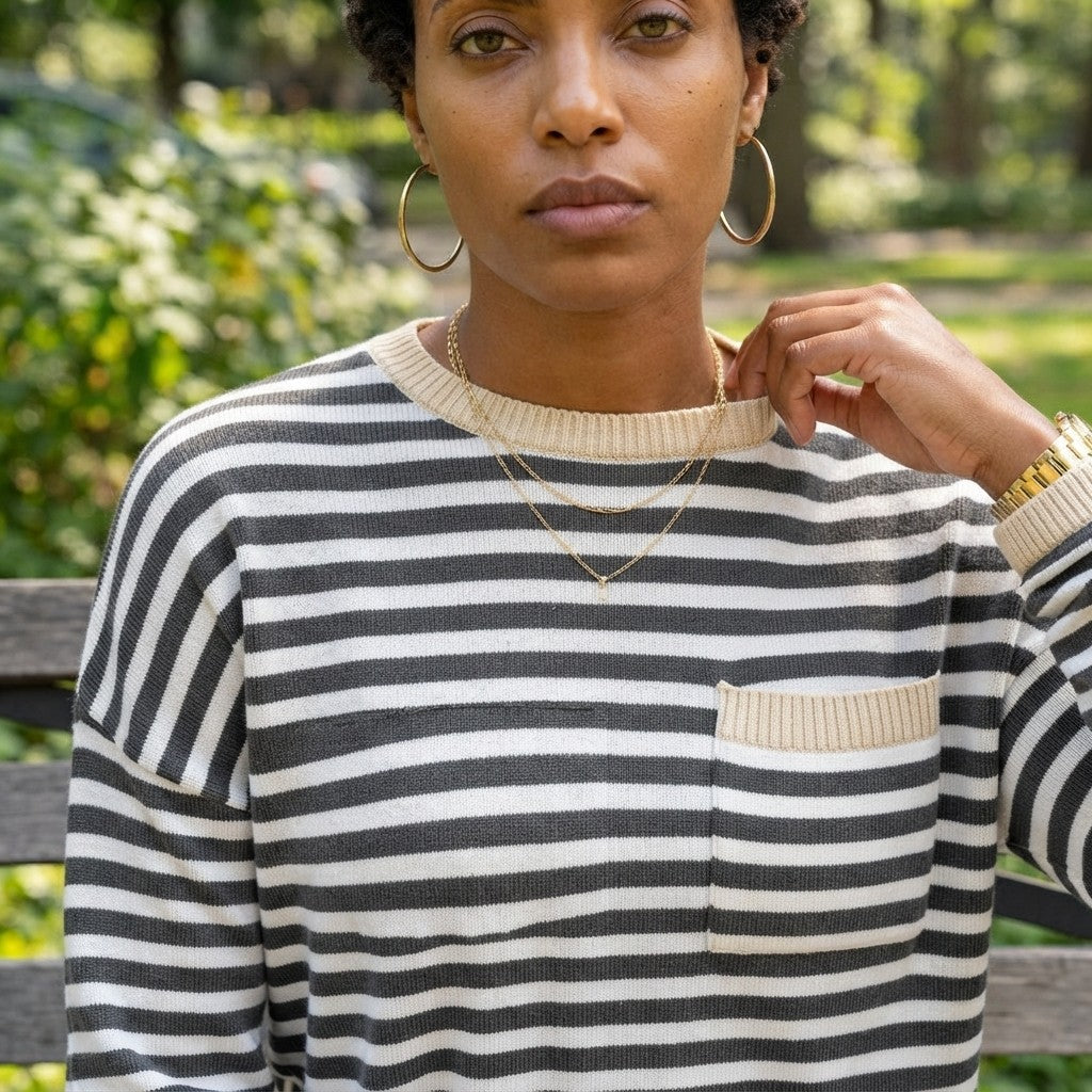 Oversized Striped Cotton Sweater