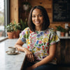 Floral Print Short-Sleeve Knit Sweater